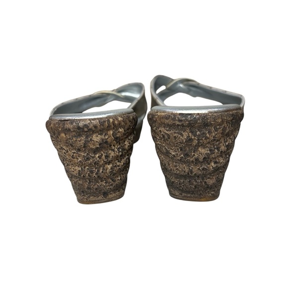 MARCO SABINO Made in Italy Silver Mules with Bow Detail Slip On Sandals size 38 - Picture 4 of 6